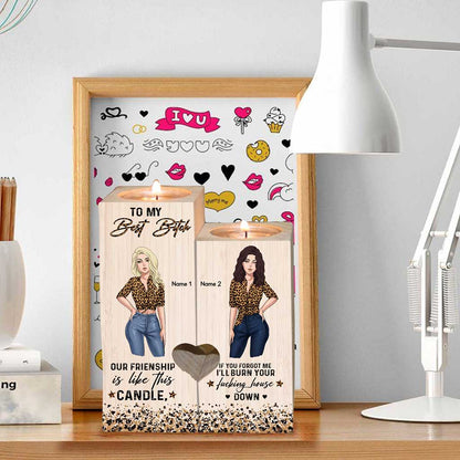 Our Friendship Is Like This Candle - Personalized Bestie Candle Holder