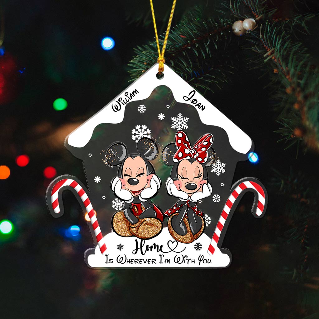 Home Is Wherever I Am With You - Personalized Christmas Mouse Transparent Ornament