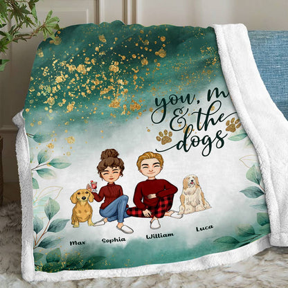 You, Me & The Dogs - Personalized Couple Blanket
