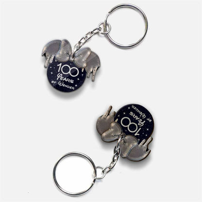 100th Magical - Personalized Mouse Keychain (Printed On Both Sides)