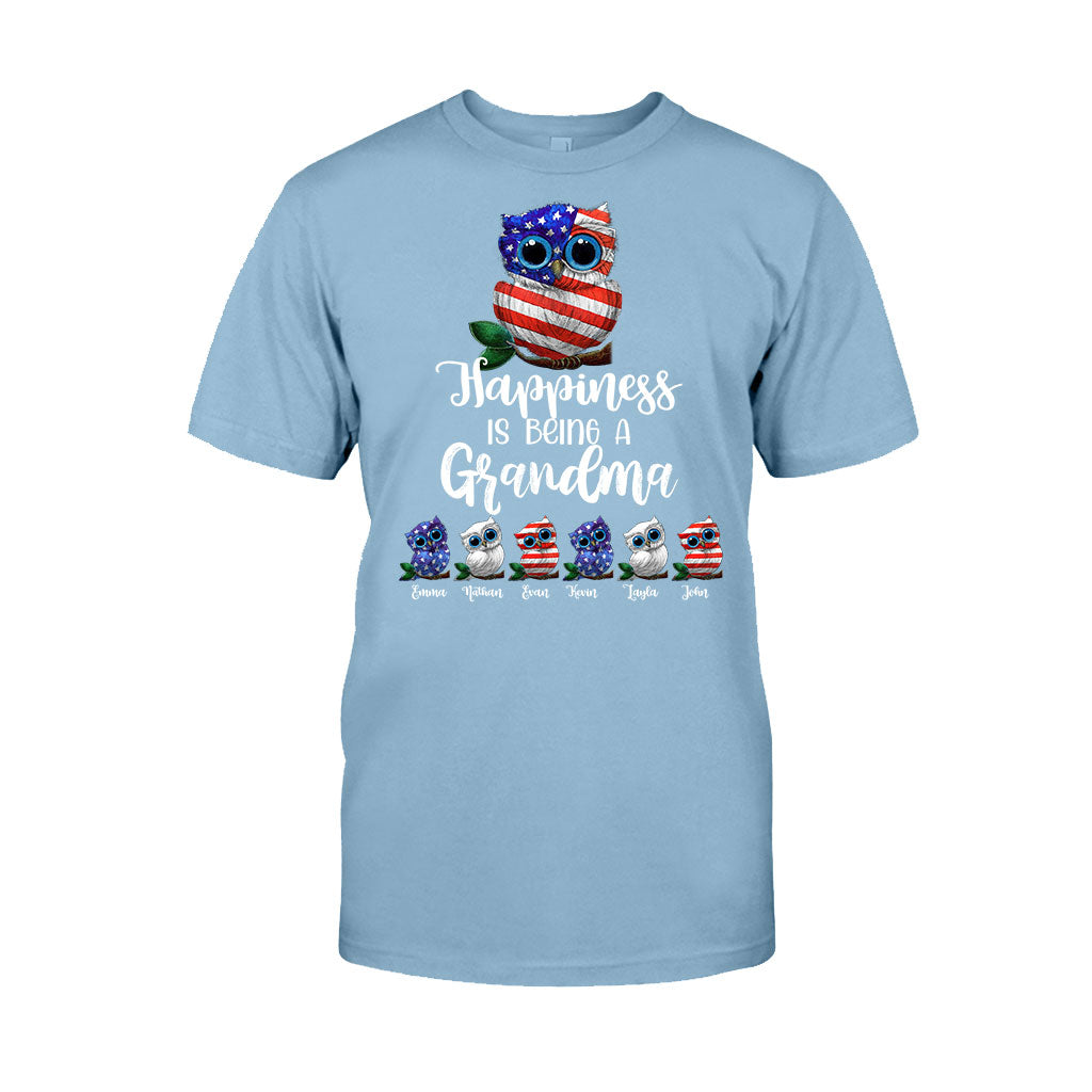 Happiness Is Being A Grandma - Personalized Independence Day T-shirt and Hoodie