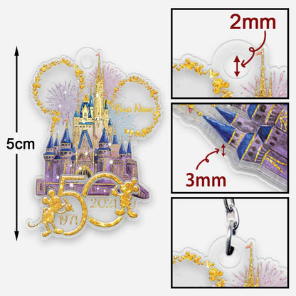50th Anniversary Of Magic - Personalized Mouse Ears Castle Transparent Keychain