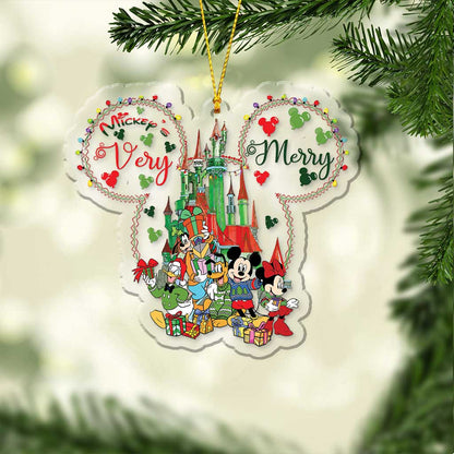 Merry Christmas - Christmas Mouse Transparent Ornament