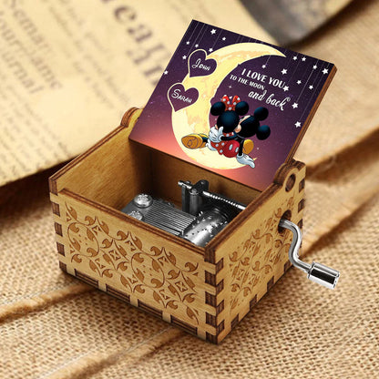 To The Moon And Back - Personalized Mouse Hand Crank Music Box