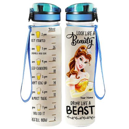 Look Like A Beauty Drink Like A Beast - Personalized Mouse Water Tracker Bottle
