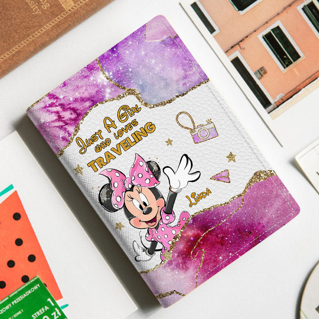 Just A Girl Who Loves - Personalized Mouse Passport Holder