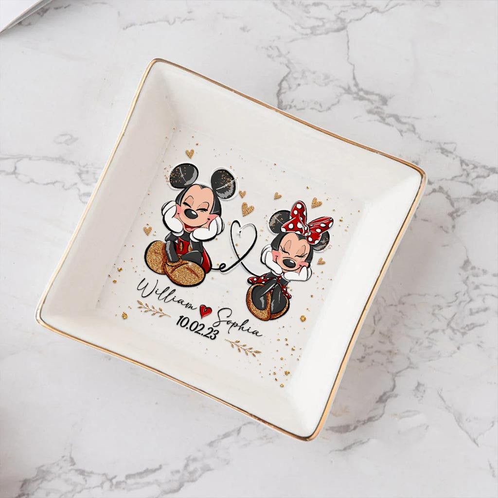 Mouse Ears Couple - Personalized Couple Mouse Jewelry Dish