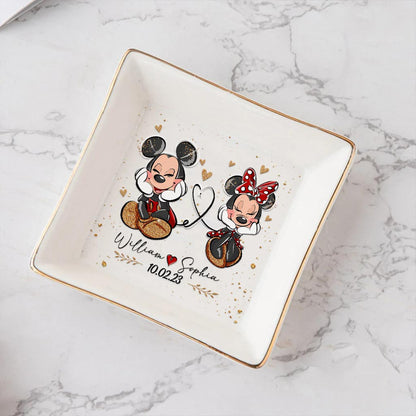 Mouse Ears Couple - Personalized Couple Mouse Jewelry Dish