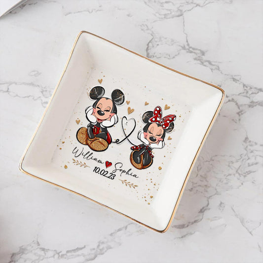 Mouse Ears Couple - Personalized Couple Mouse Jewelry Dish