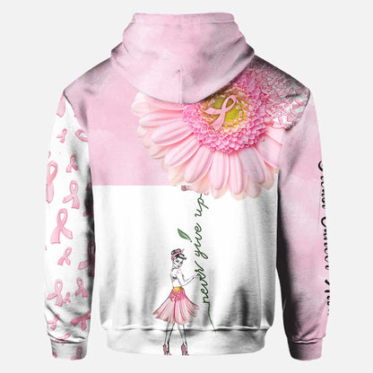 Never Give Up Breast Cancer Awareness All Over T-shirt and Hoodie