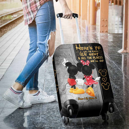 Here's To All The Places We Went - Personalized Mouse Luggage Cover