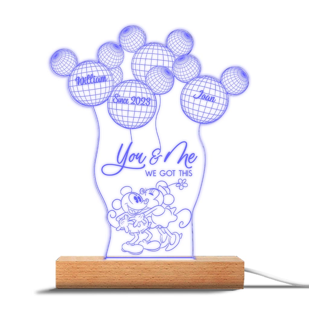 You And Me We Got This - Personalized Couple Mouse Shaped Plaque Light Base