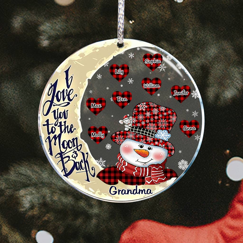 I Love You To The Moon - Personalized Christmas Grandma Transparent Ornament