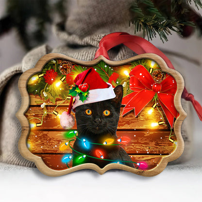 Black Cat Christmas Lights Decoration - Cat Ornament (Printed On Both Sides) 1022
