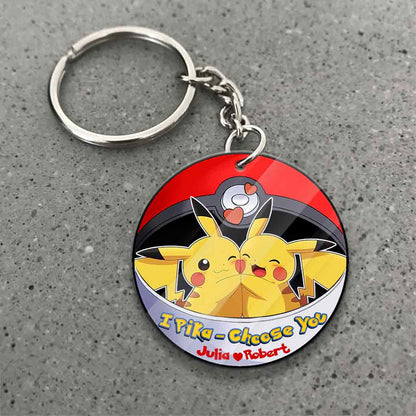 I Pika-Choose You - Personalized Monster Trainer Keychain (Printed On Both Sides)