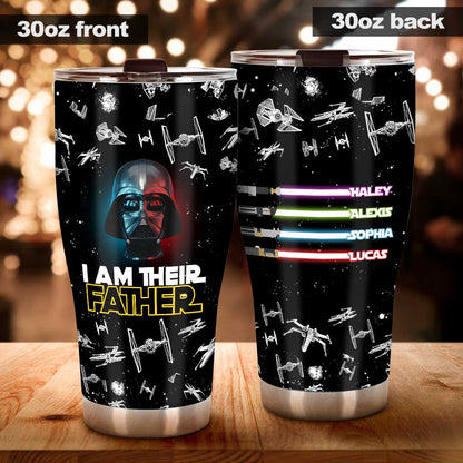 I Am Their Father Darth Vader Lightsaber Personalized Star Wars Tumbler - Star Wars Family Tumbler