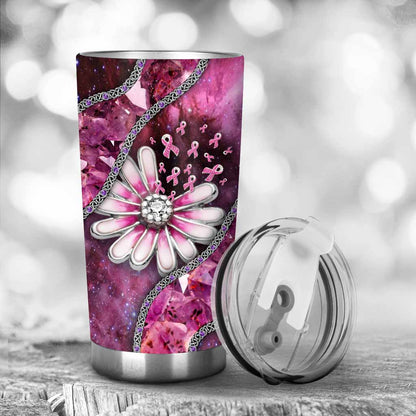 Faith Hope Love Pink Daisy Breast Cancer Awareness 3D Pattern Printed Tumbler
