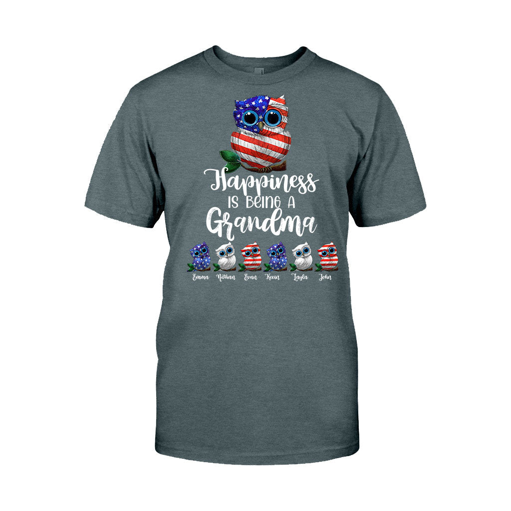 Happiness Is Being A Grandma - Personalized Independence Day T-shirt and Hoodie