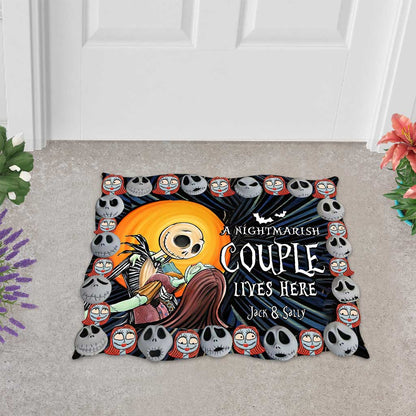 A Nightmarish Couple Lives Here - 3D Pattern Printed Personalized Nightmare Shaped Doormat