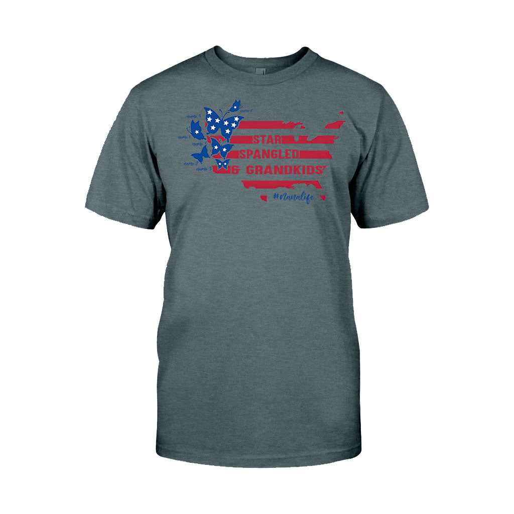 Star Spangled And Grandkids Patriotic - Personalized Independence Day Grandma T-shirt and Hoodie