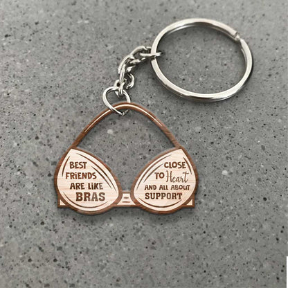Friends Are Like Bras Also Like Knickers - Personalized Bestie Keychain (Printed On Both Sides)