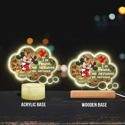 I'm Yours No Returns Or Refunds - Personalized Couple Mouse Shaped Plaque Light Base