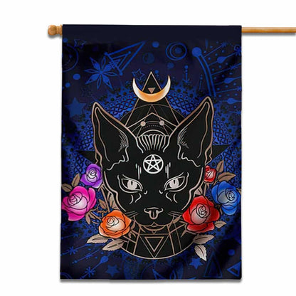 Occult Cat Wicca - Witch House Flag 0822