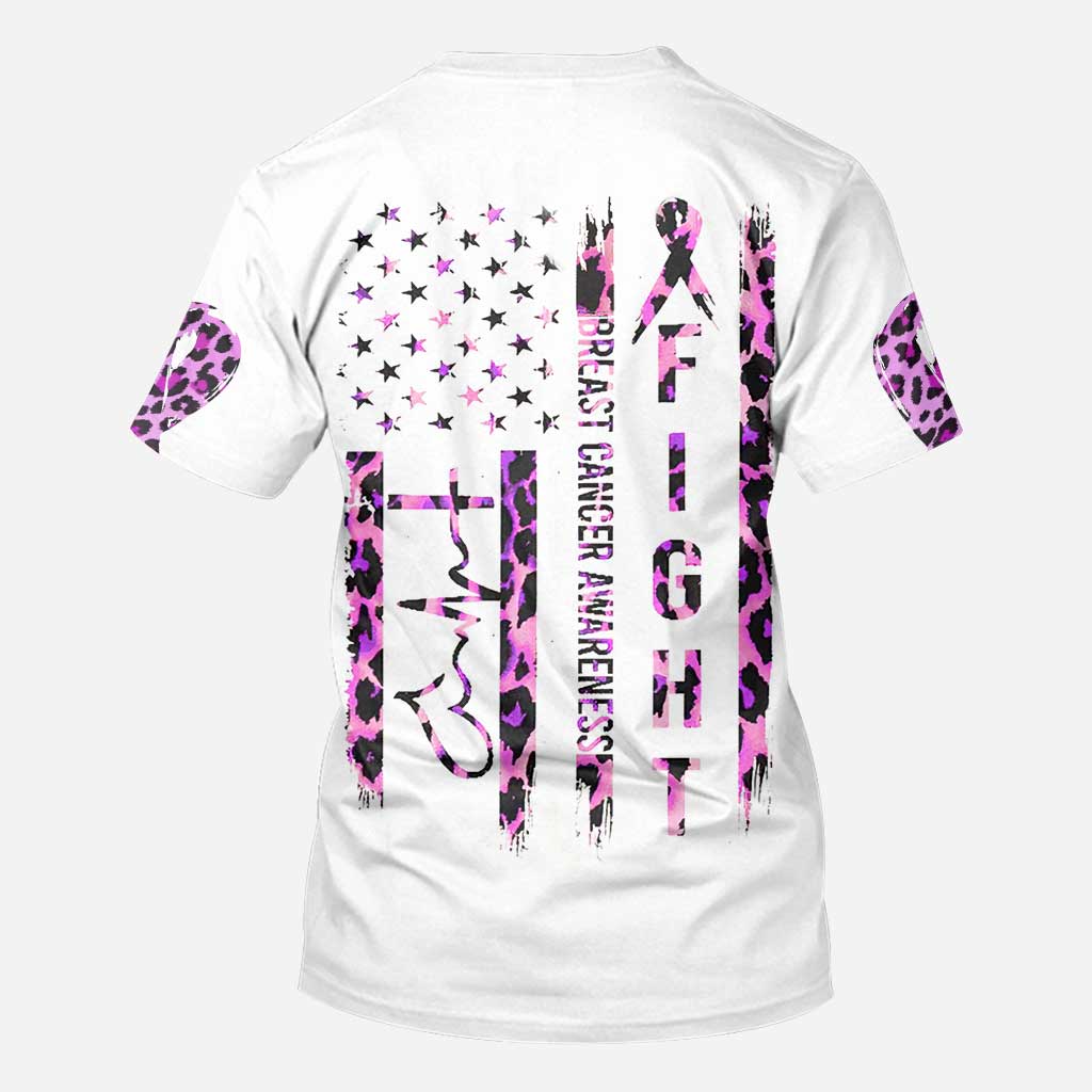 Breast Cancer Leopard Flag Breast Cancer Awareness All Over T-shirt and Hoodie
