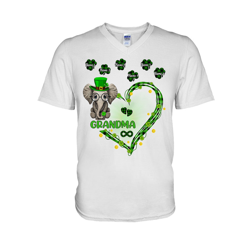 Patrick's Day Elephant - Personalized Grandma T-shirt and Hoodie