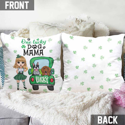 One Lucky Dog Mom Truck - Personalized Patrick's Day Throw Pillow