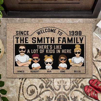 There's Like A Lot Of Kids - Personalized Family Doormat