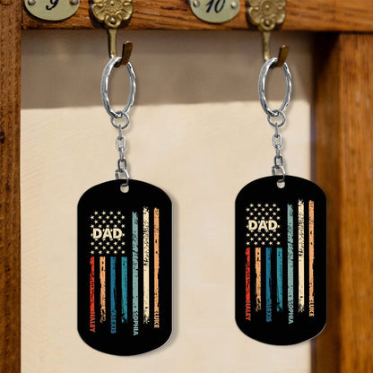 Stars And Stripes - Personalized Independence Day Father Stainless Steel Keychain
