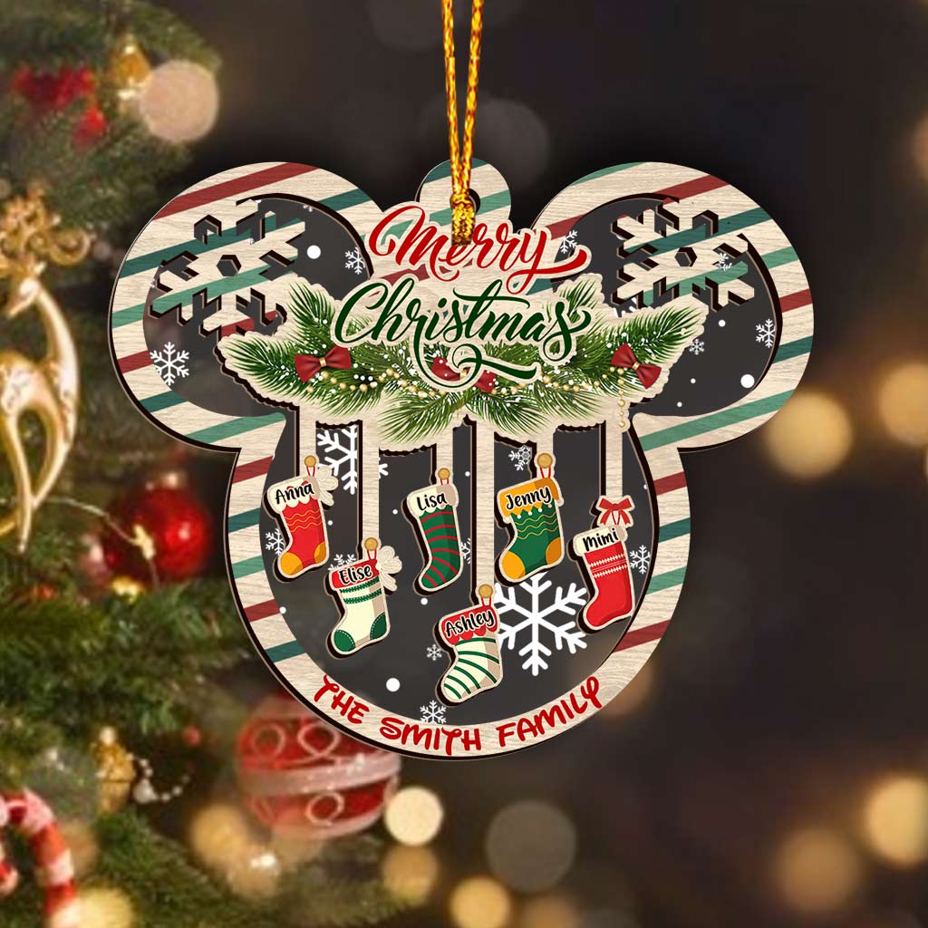 Merry Christmas - Personalized Mouse Layers Mix Ornament