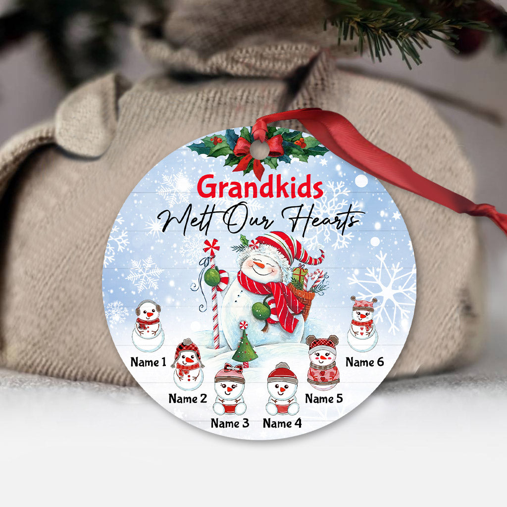 Grandkids Melt Our Heart - Personalized Grandma Ornament (Printed On Both Sides)