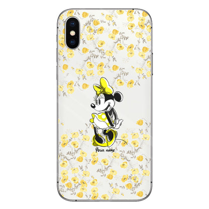 Yellow Floral - Personalized Mouse Clear Phone Case