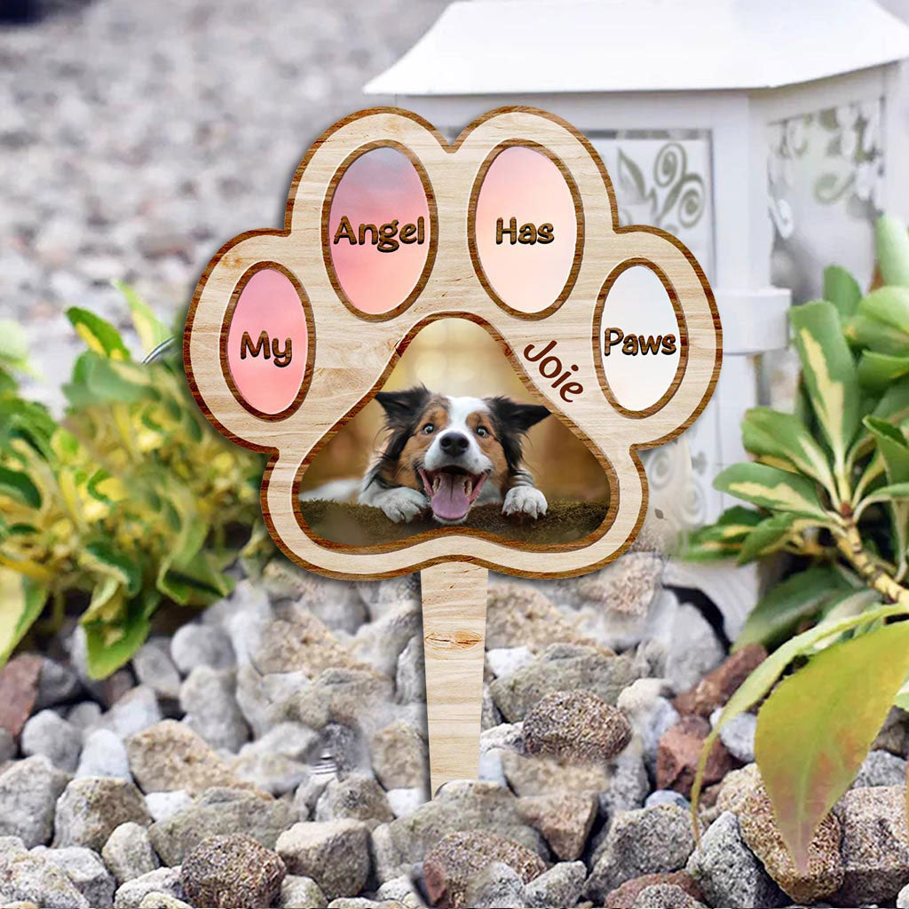 My Angel Has Paws - Personalized Christmas Dog Acrylic Plaque Stake (Printed On 1 Side)