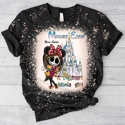 Mouse Ears And Nightmare - Personalized Handmade Bleached Shirts