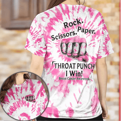 Throat Punch I Win Breast Cancer - Breast Cancer Awareness All Over T-shirt and Hoodie 0822