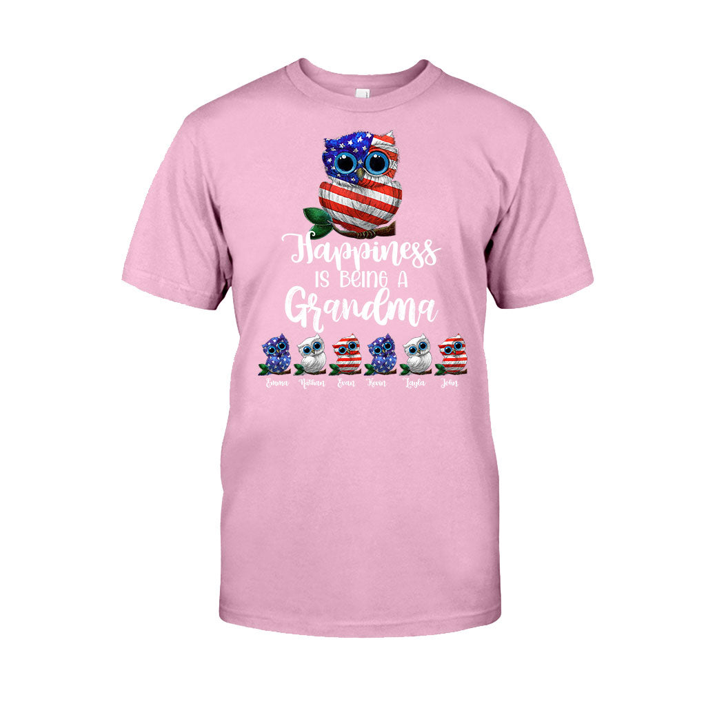 Happiness Is Being A Grandma - Personalized Independence Day T-shirt and Hoodie