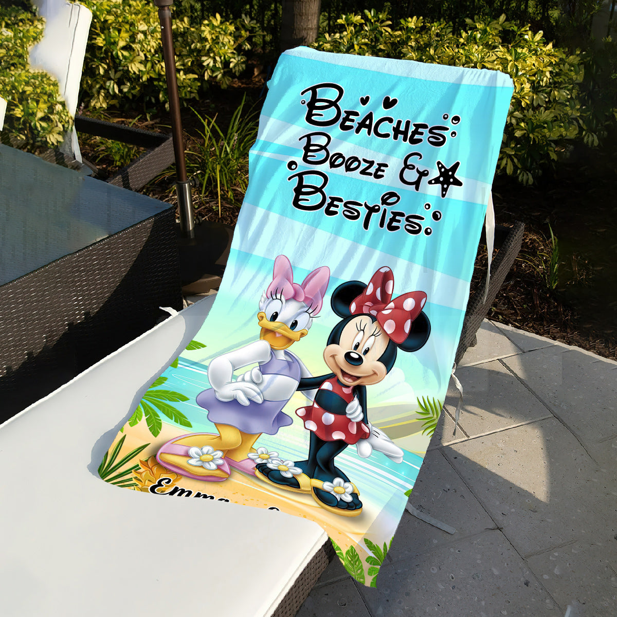 Beaches Booze Besties - Personalized Mouse Beach Towel