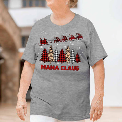 Nana Claus Reindeer Sleigh - Personalized Christmas Grandma T-shirt and Hoodie