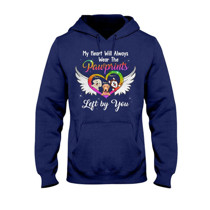 My Heart Will Always Wear The Pawprints - Personalized Dog T-shirt and Hoodie With Faux Glitter Print