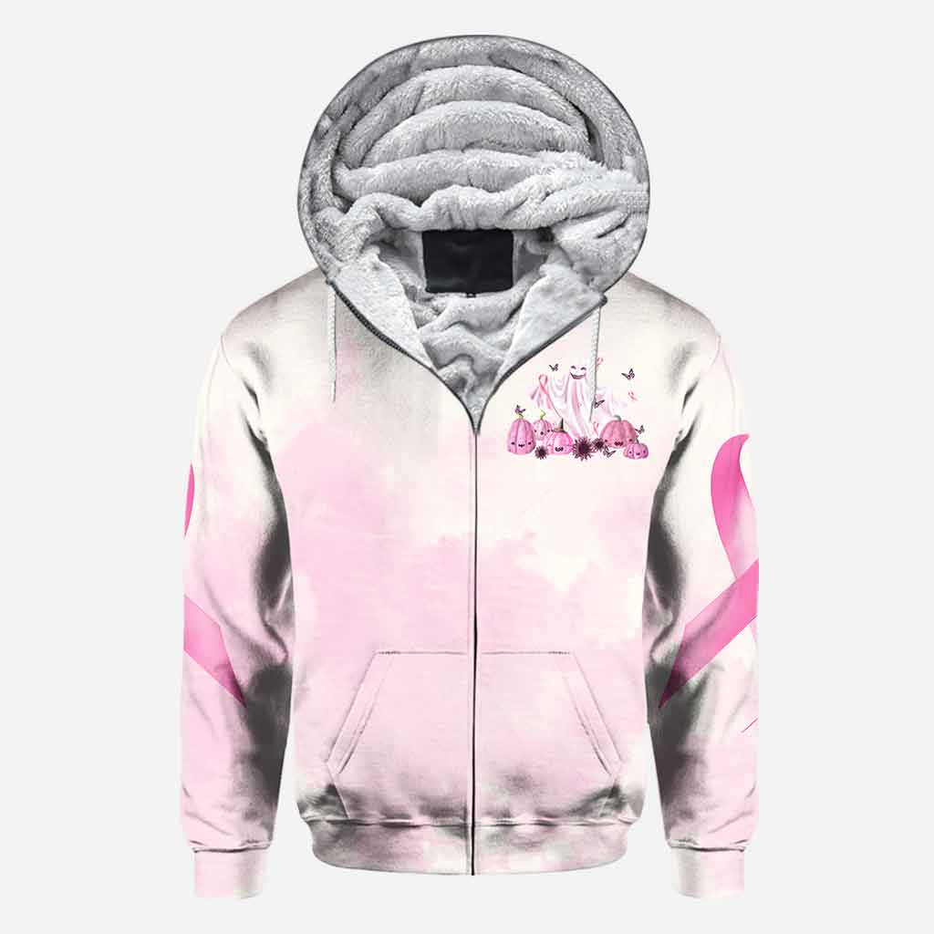 Boo in October We Wear Pink Breast Cancer Awareness All Over T-shirt and Hoodie