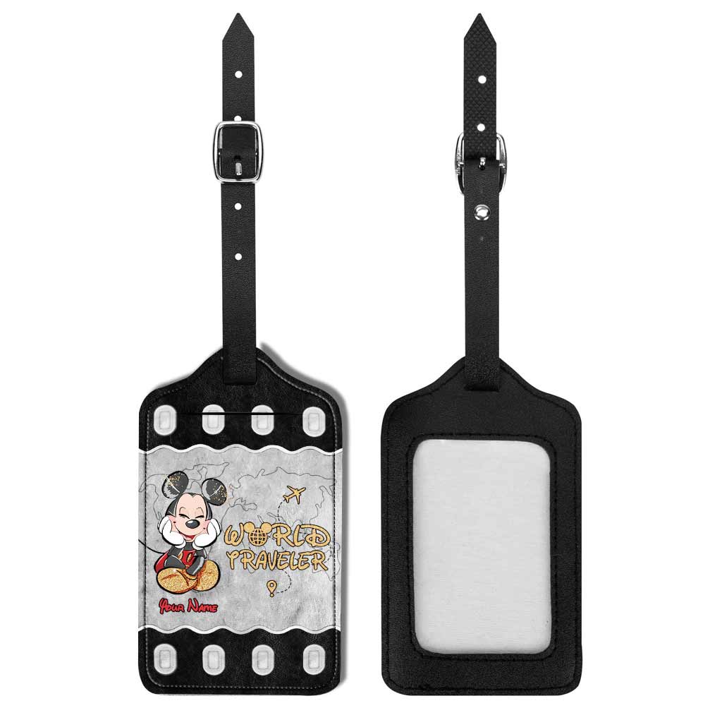 World Traveler - Personalized Mouse Leather Luggage Tag