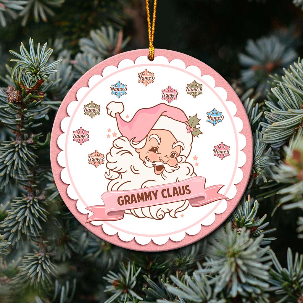 Grammy Claus Lil' Snowflakes - Personalized Christmas Ornament (Printed On Both Sides)