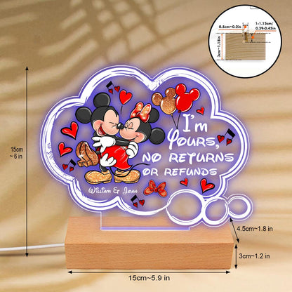 I'm Yours No Returns Or Refunds - Personalized Couple Mouse Shaped Plaque Light Base