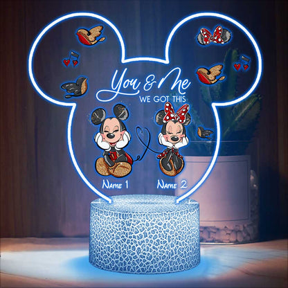 You And Me We Got This - Personalized Couple Mouse Shaped Plaque Light Base