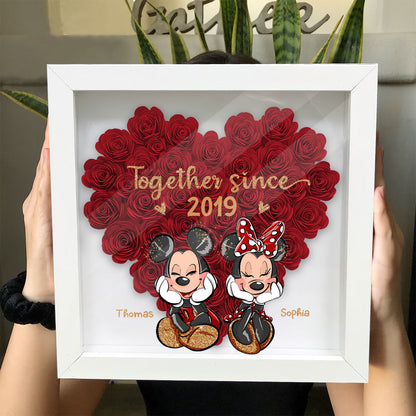 Together Sine - Personalized Mouse Flower Shadow Box