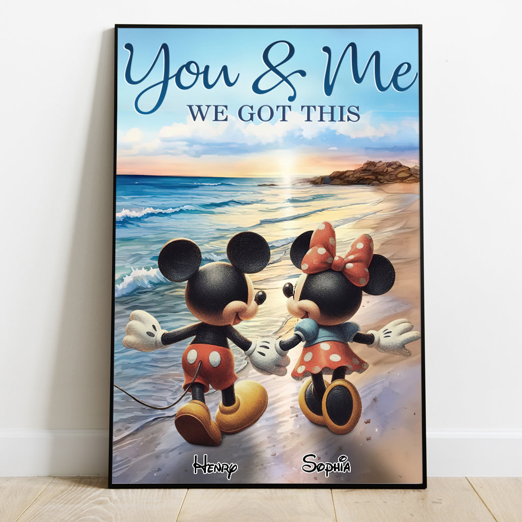 Mouse Ears Couple Beach Landscape Retro Vintage - Personalized Mouse Canvas And Poster