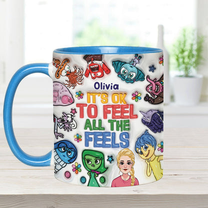 It's Ok To Feel All The Feels - Personalized Accent Mug